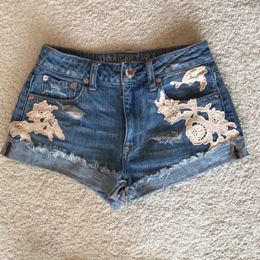 American Eagle Outfitters Denim Lace Shorts